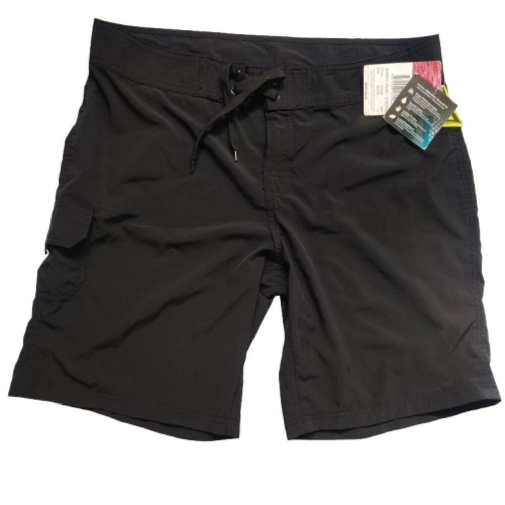 Kanu Surf Women's 14 Black Board Shorts Stretch Marina Cargo Swim Trunks NWT